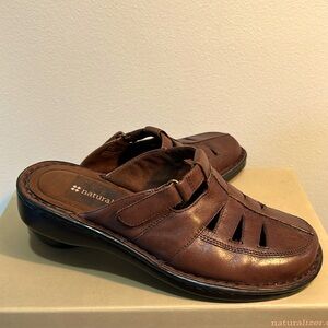 Naturalizer brown leather slip on mules